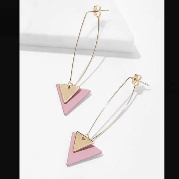LAST SET SALE Pastel Double Triangle Drop Earrings - Picture 2 of 4